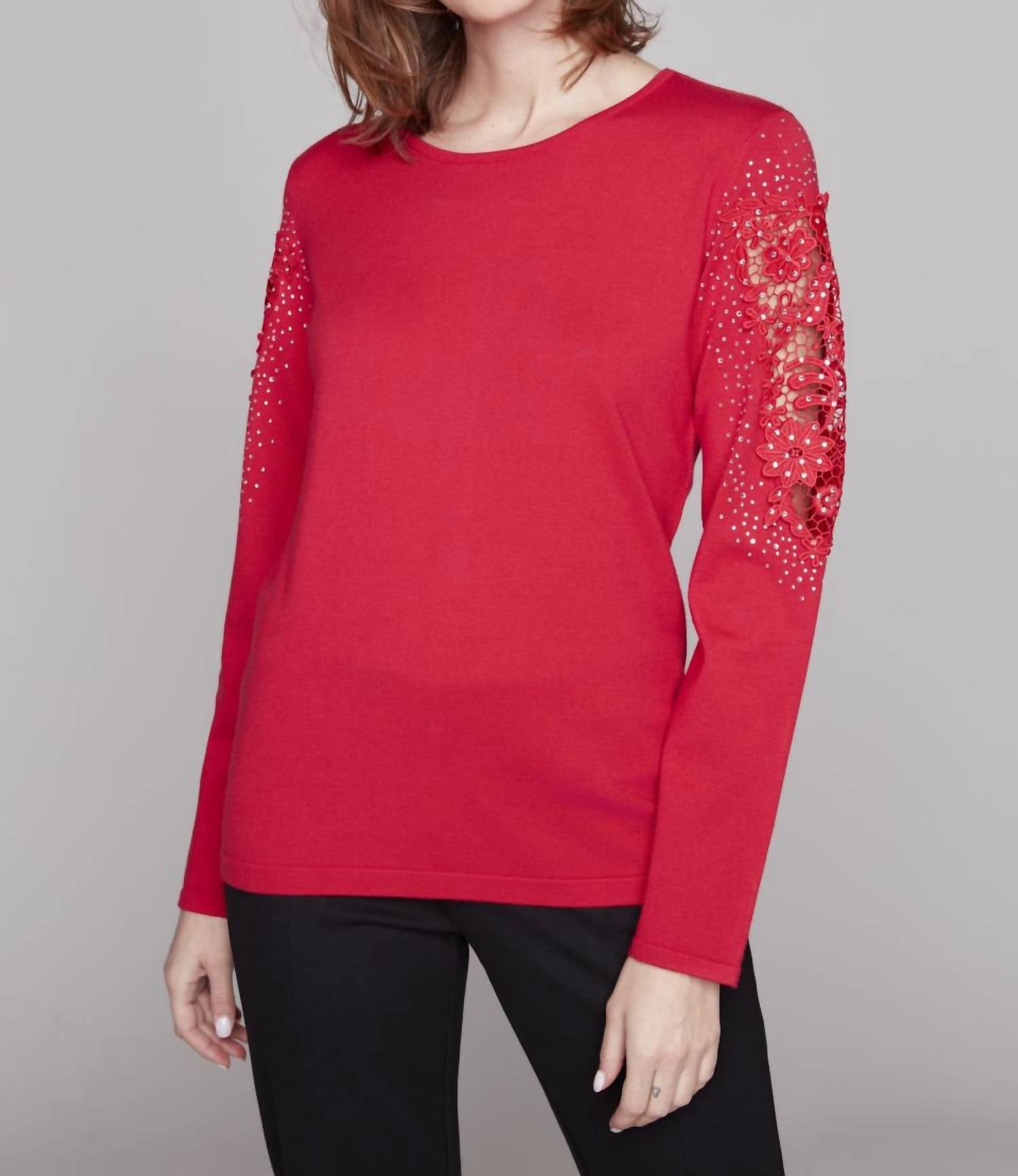 Claire Desjardins - Carre Noir Fancy Lace Cut Out Long Sleeve Sweater