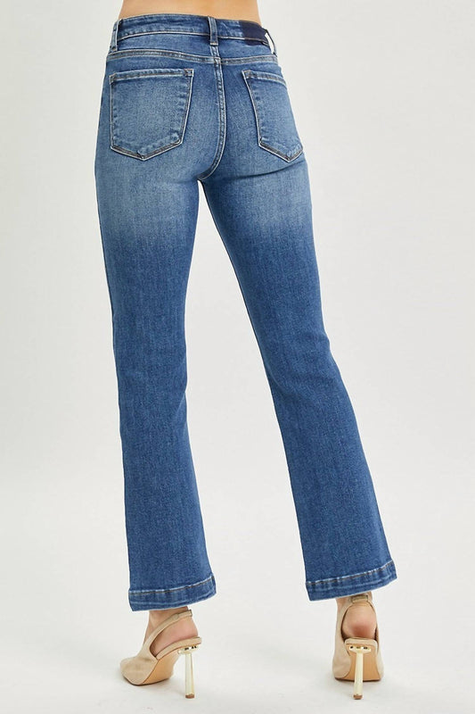 Risen - Patch Pocket Boot Cut Ankle Jeans