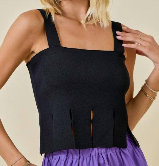Day + Moon - Sweater Cropped Fringe Hem Tank Top
