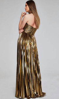 Jovani - Metallic Cutout Evening Gown