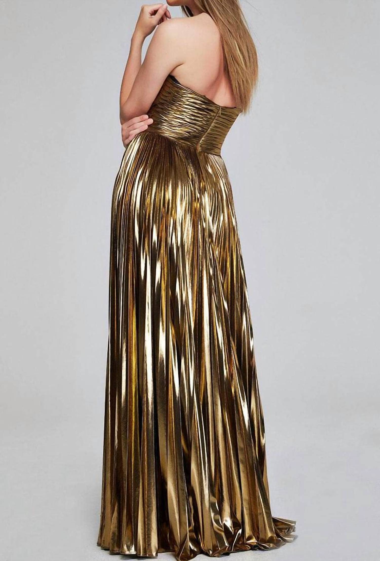 Jovani - Metallic Cutout Evening Gown