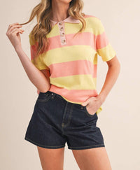 &Merci - Striped Short Sleeve Sweater
