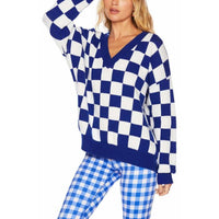 Beach Riot Joey V-neck Sweater in dazzling check - women's cardigan - alternate view