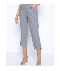 Picadilly - Fringe Trim Pant in Grey/White