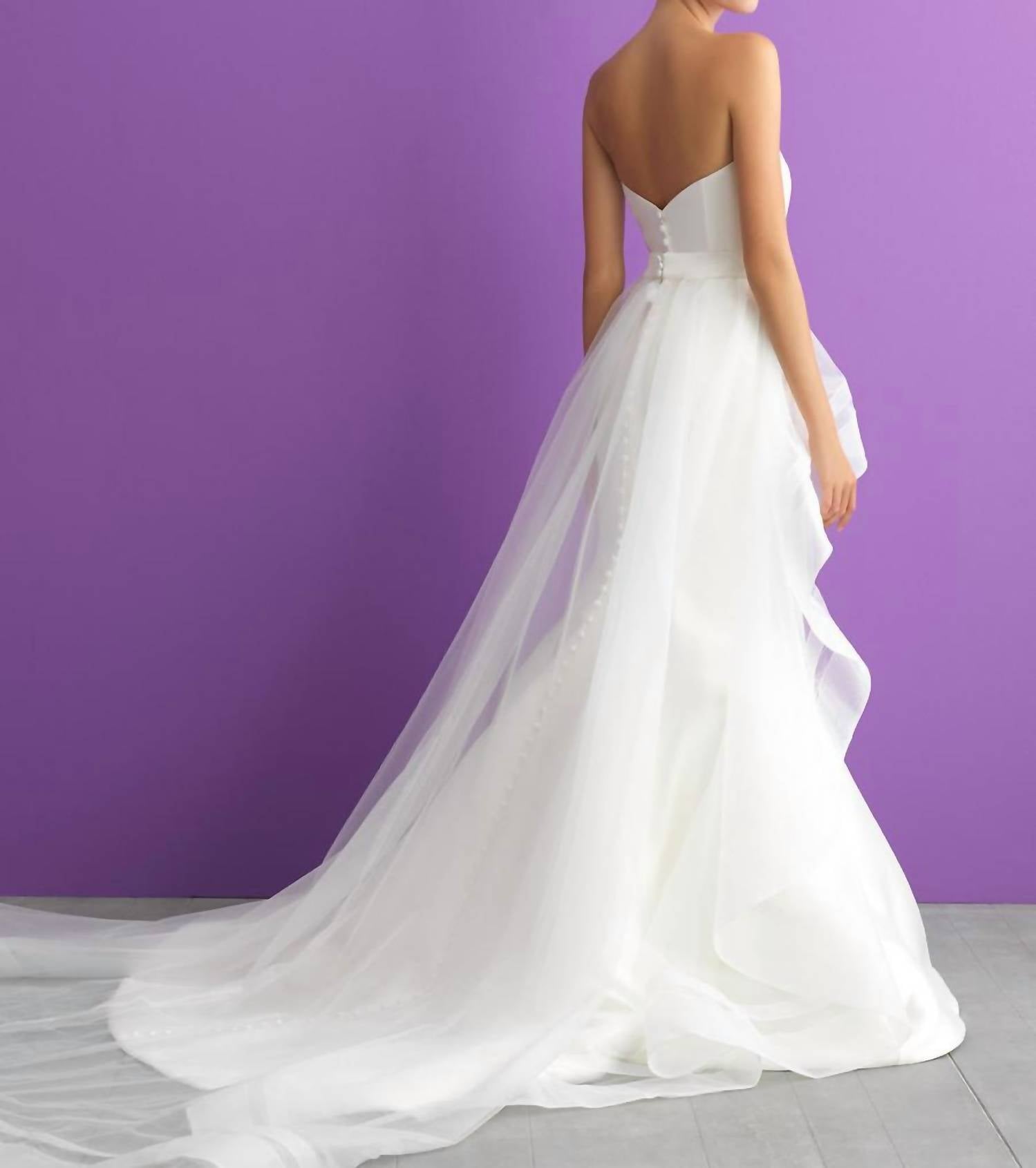 Allure Romance - Strapless Wedding Dress With Detachable Tulle Train