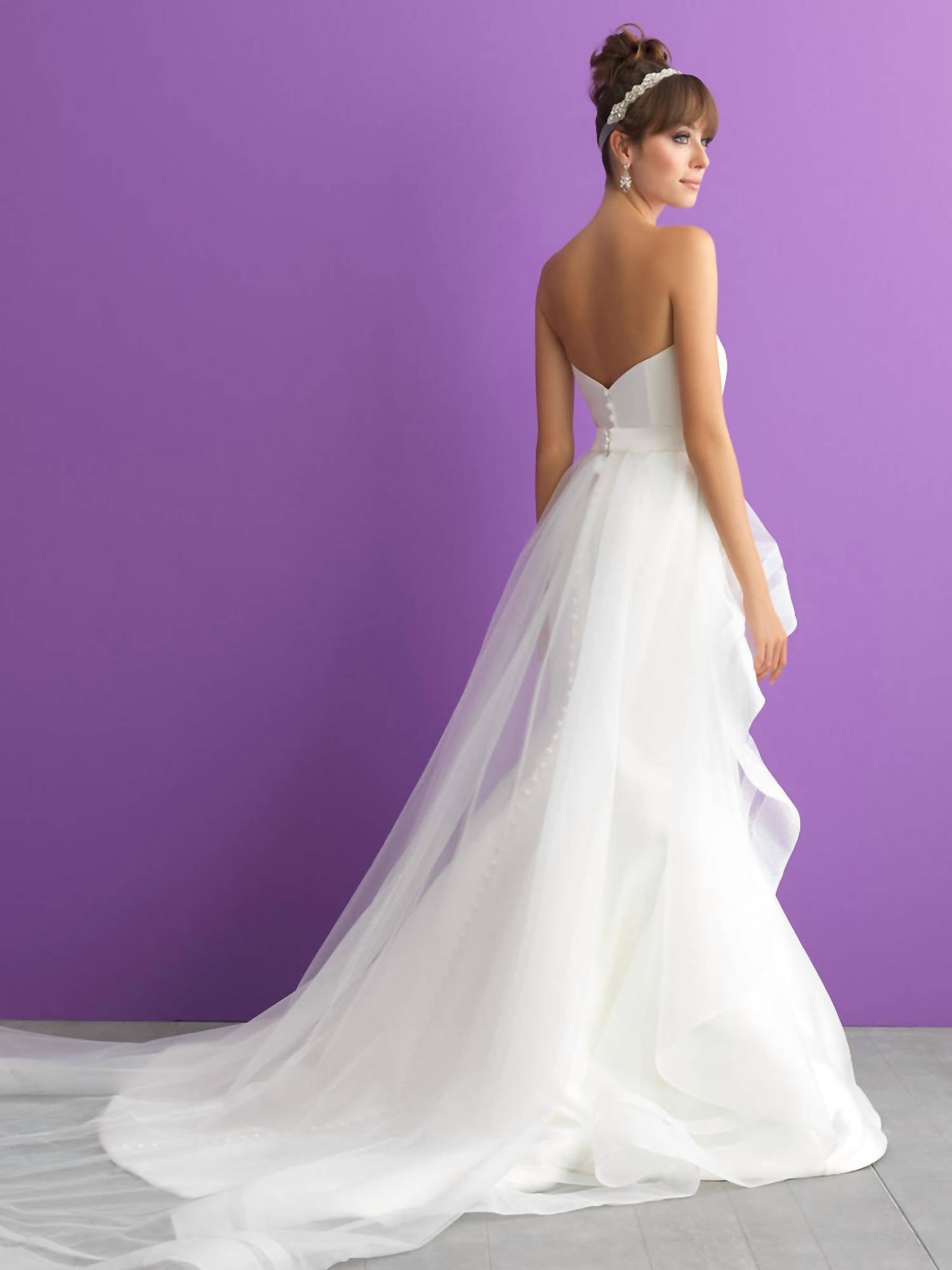 Allure Romance - Strapless Wedding Dress With Detachable Tulle Train