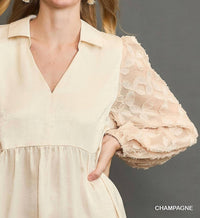 Umgee - V Neck Satin Mini Dress