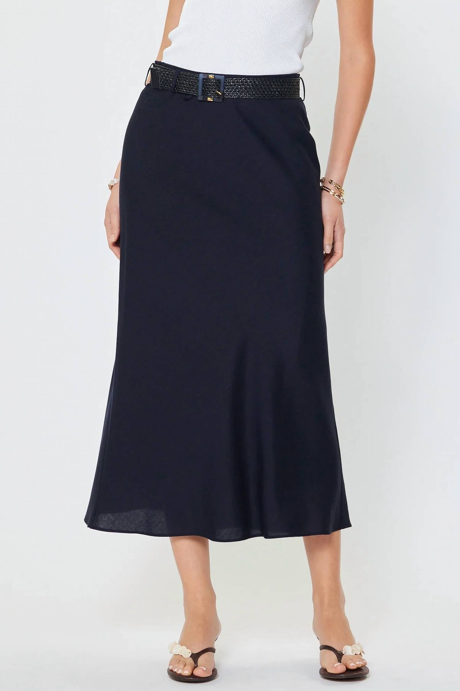 Current Air - Crystal Linen Blend Midi Skirt