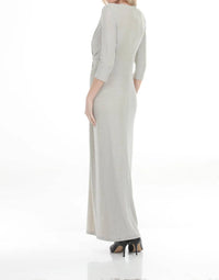 Joseph Ribkoff - Sparkle Knit Draped Front Long Dress