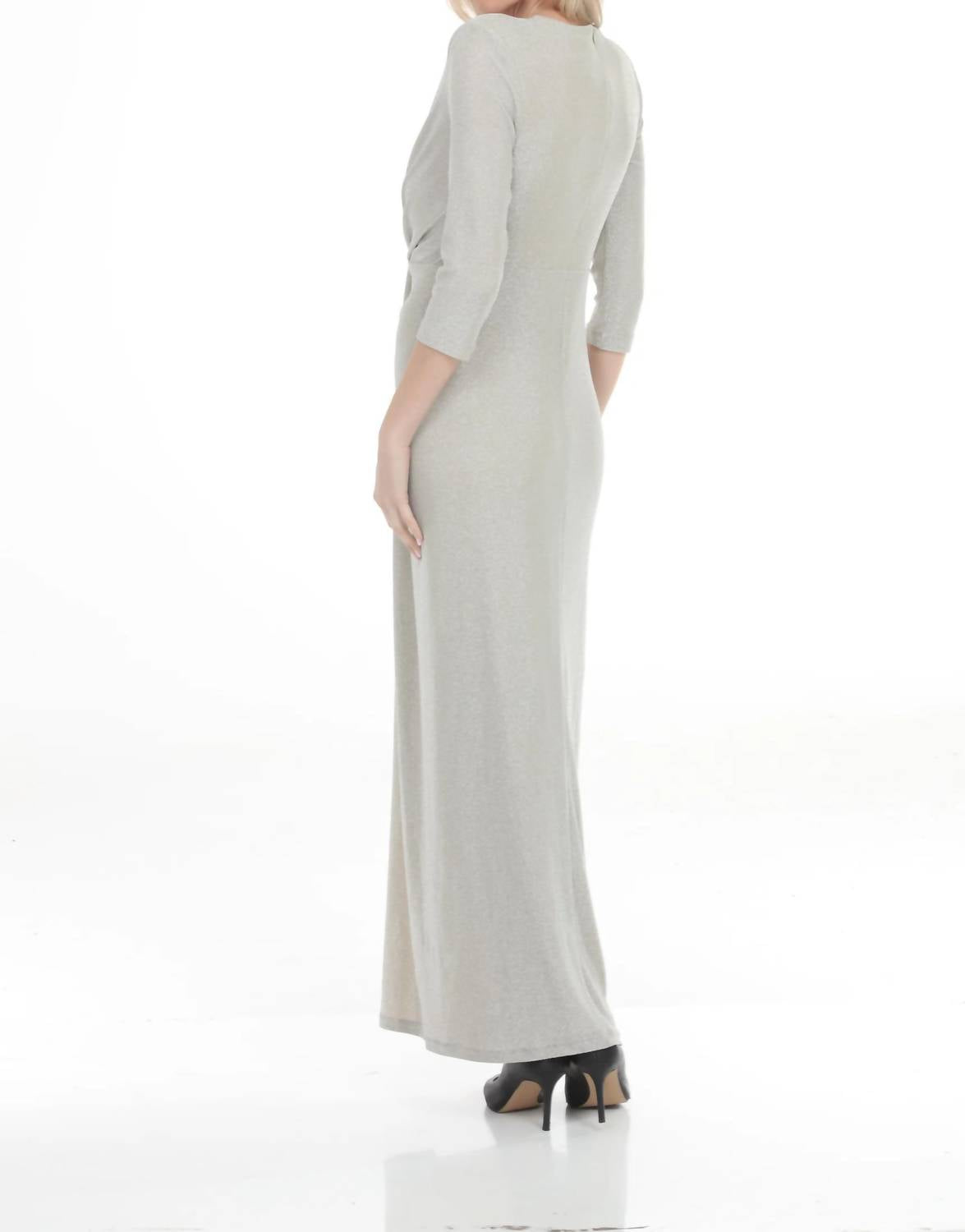 Joseph Ribkoff - Sparkle Knit Draped Front Long Dress