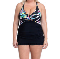 Profile By Gottex - Plus Size Halter Cross Back Underwire Swimdress