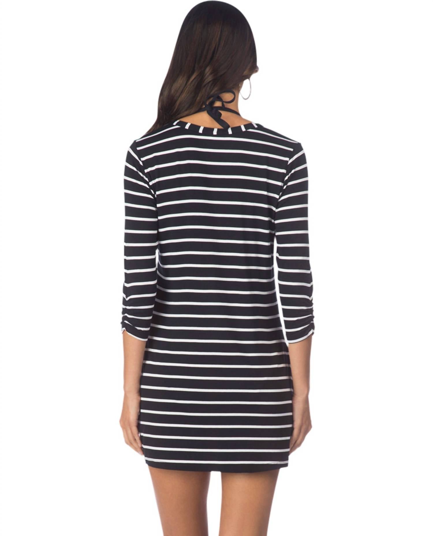Kenneth Cole - Skyline Stripe Lace Up Tunic with Pockets