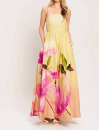 Flying Tomato - Strapless Floral Maxi Dress