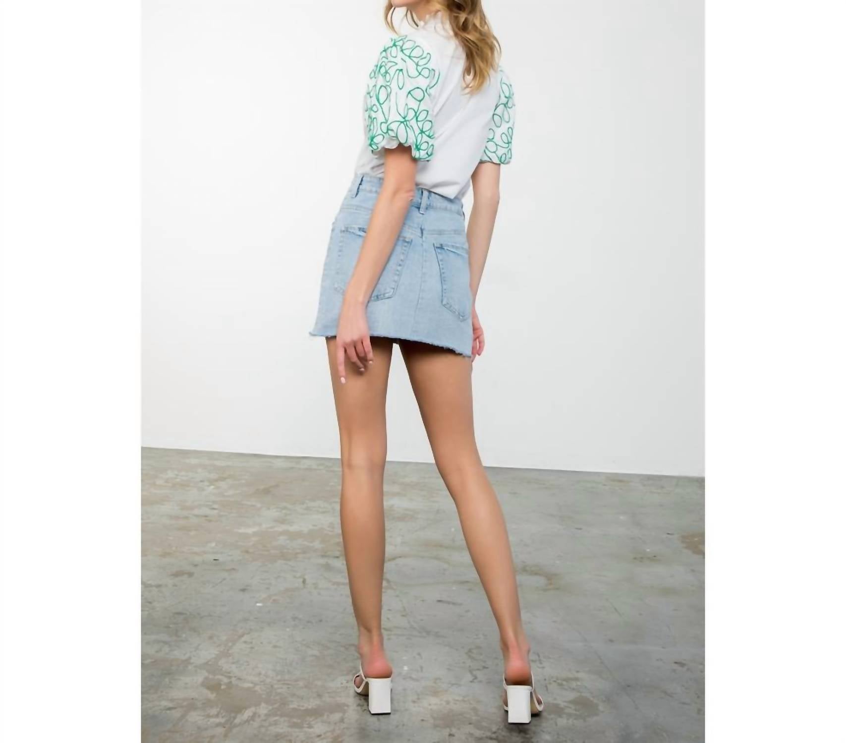 Thml - Embroidered Puff Sleeve Top