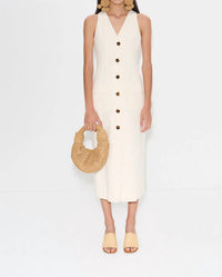 SIMON MILLER Zapata Linen Midi Dress in gesso - women's dress