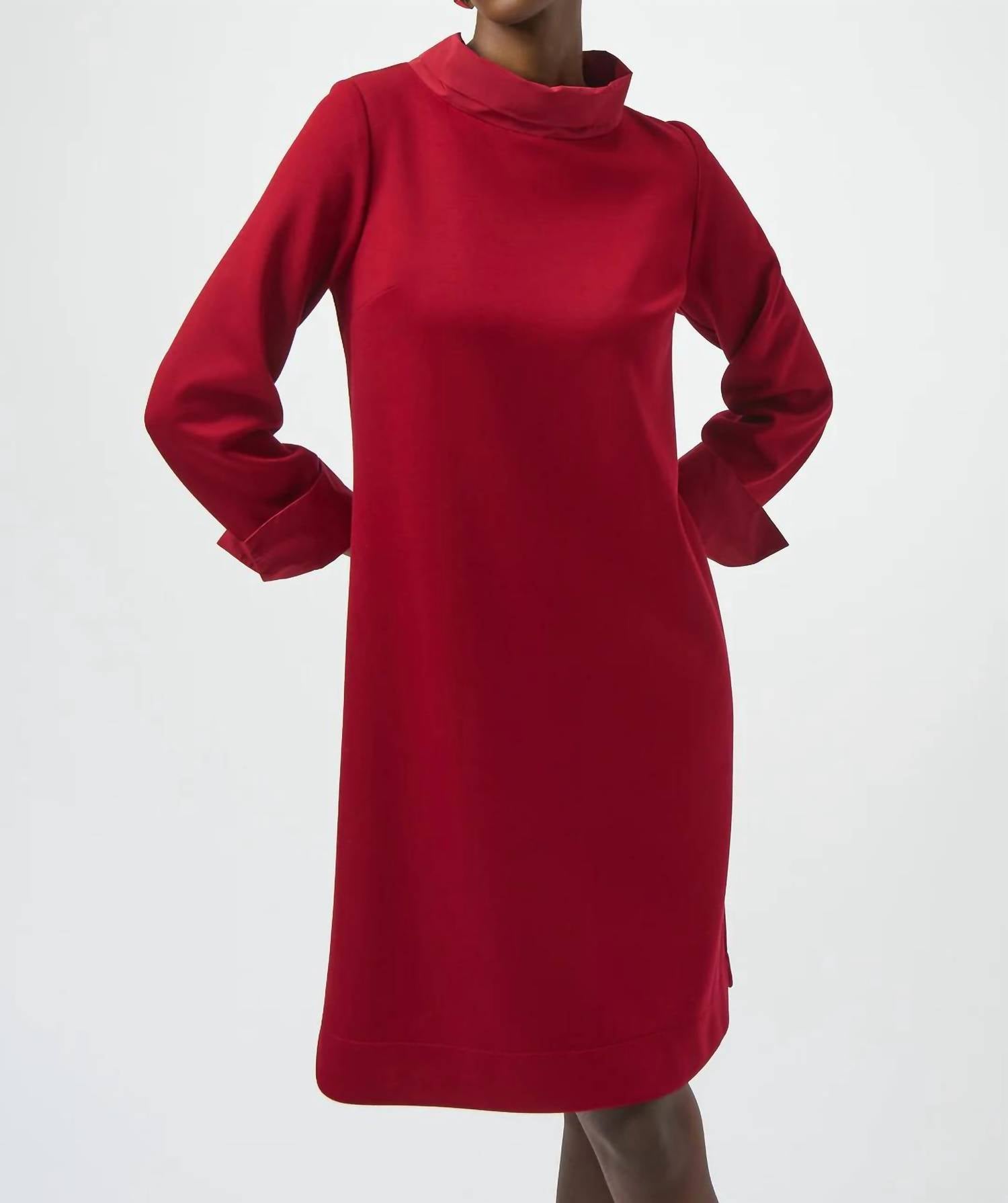 Joseph Ribkoff - Mock Neck Long Cuffed Sleeve Trapeze Dress