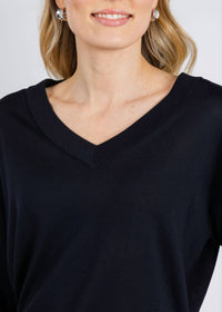 MARELLA Polo V-neck Sweater in black cream - women's sweater - view 4