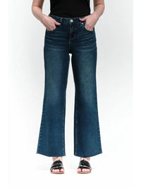 1822 Denim - Raw Hem Wide Leg Crop Jeans