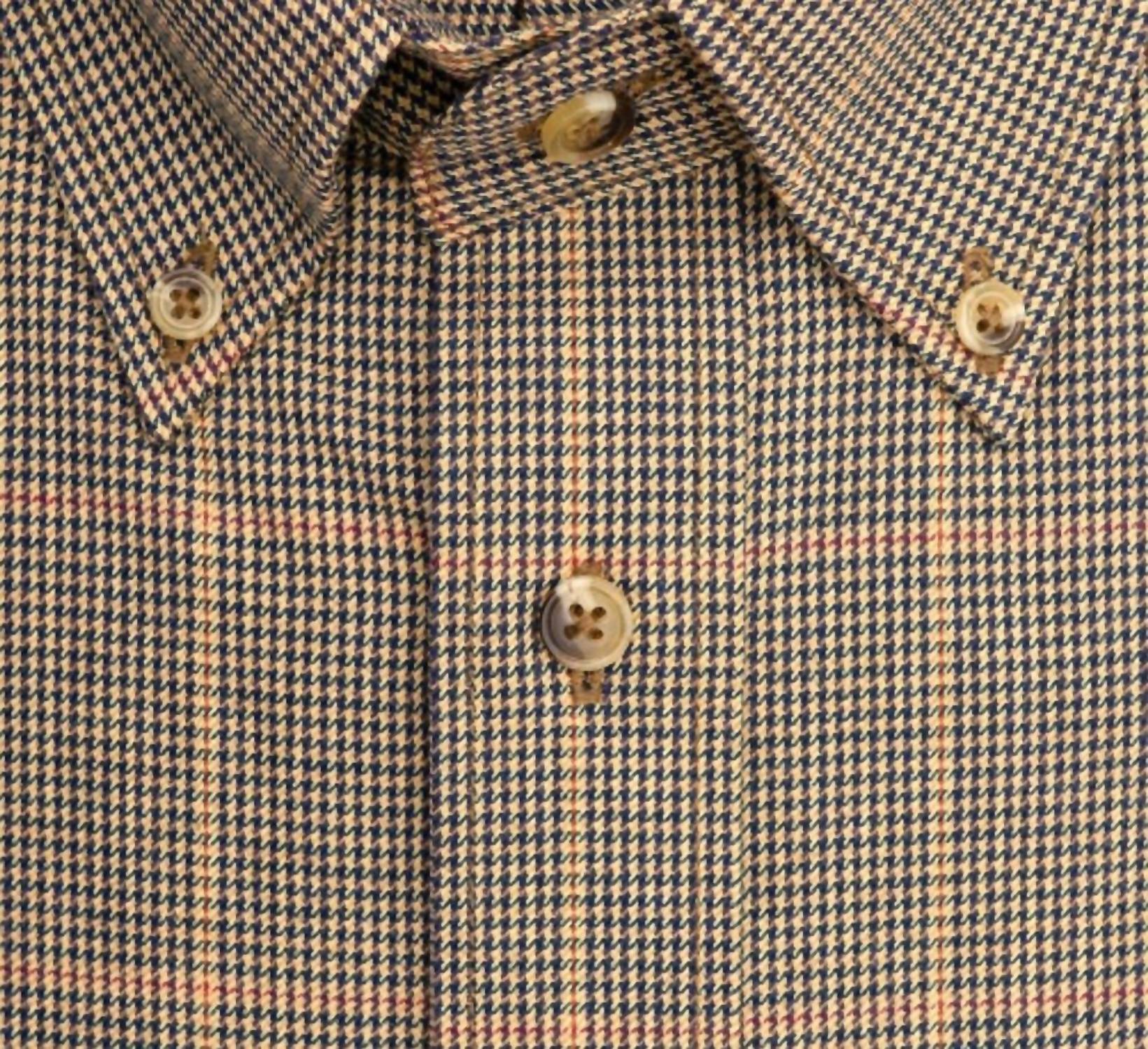 Viyella - Men's Mini District Houndstooth Check Cotton And Wool Blend Button-down Shirt