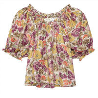 THE GREAT. Women's The Garland Top in golden lilac flower - women's blouse - view 4