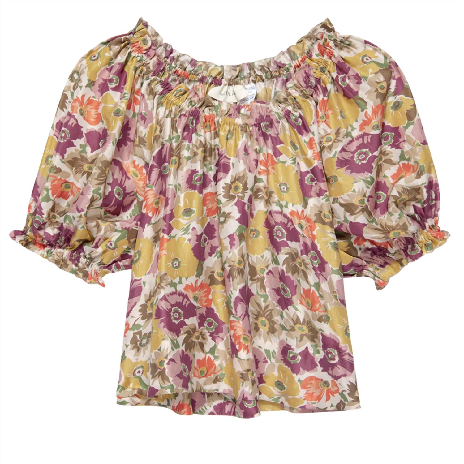 THE GREAT. Women's The Garland Top in golden lilac flower - women's blouse - view 4