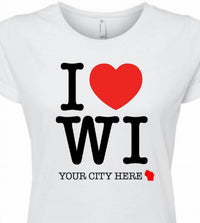 Wi-Wear - Women's I Love/heart Wisconsin Ripon Ladies T-shirt
