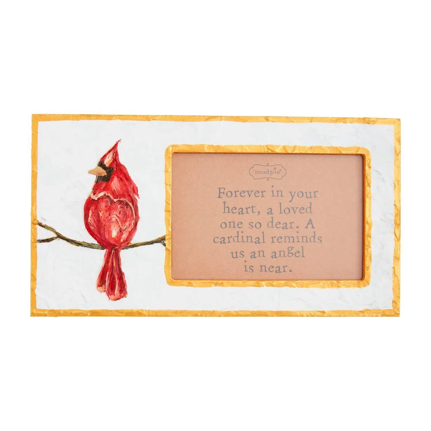 Mudpie - Cardinal Photo Hand-Painted Wooden Frame with Sentiment