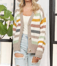 Madelyn - Striped V-neck Cardigan Sweater