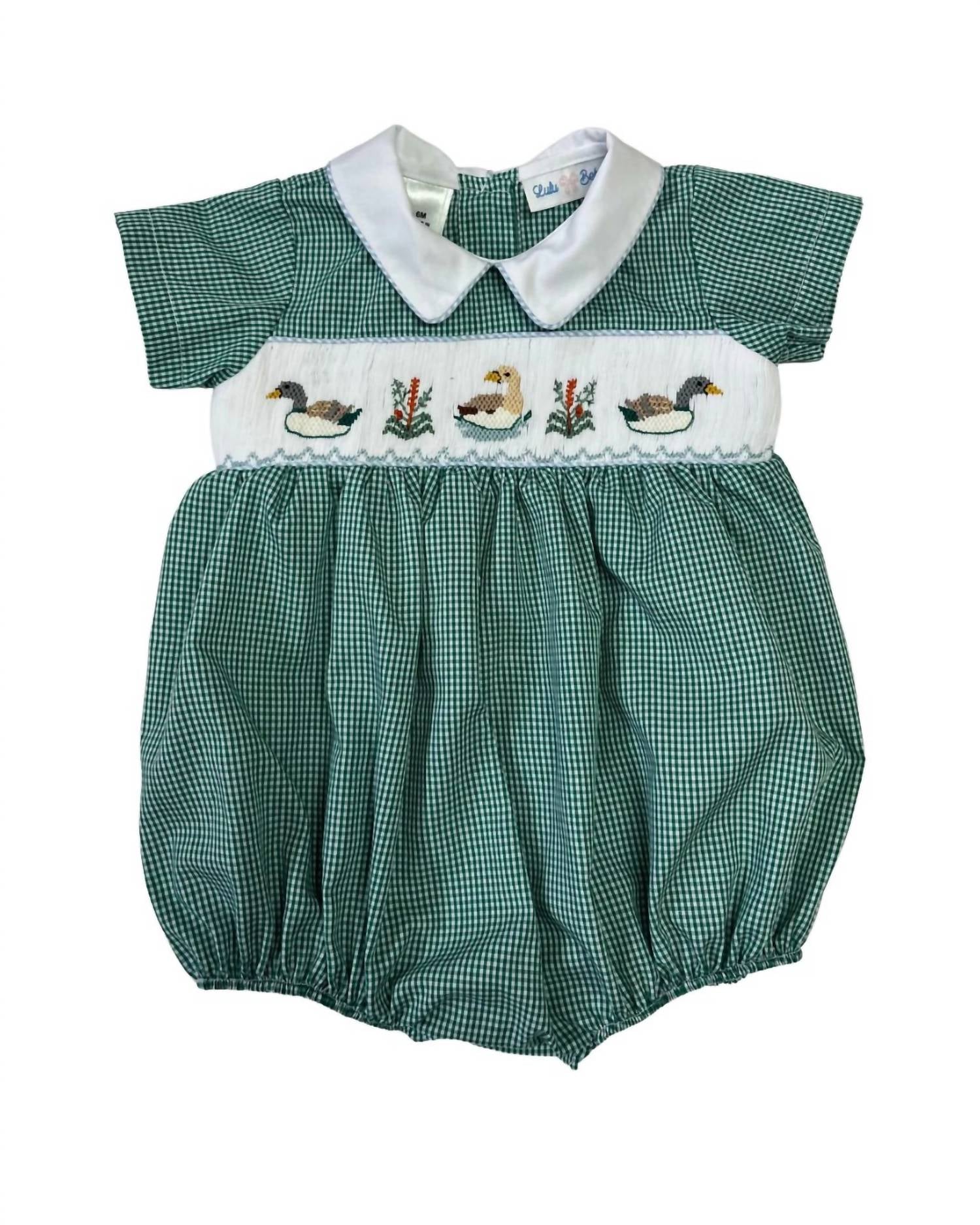 Lulu Bebe - Boy's Smocked Duck Pleated Bubble