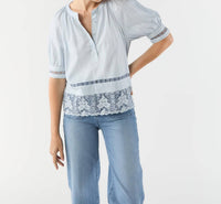 Ulla Johnson Faye Puff Sleeve Blouse in celeste - women's blouse
