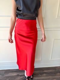 GLAM Siren Satin Skirt in red - women's skirt - detail view