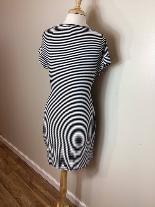 Bombom - Women's Striped Tie Waist Dress Pockets