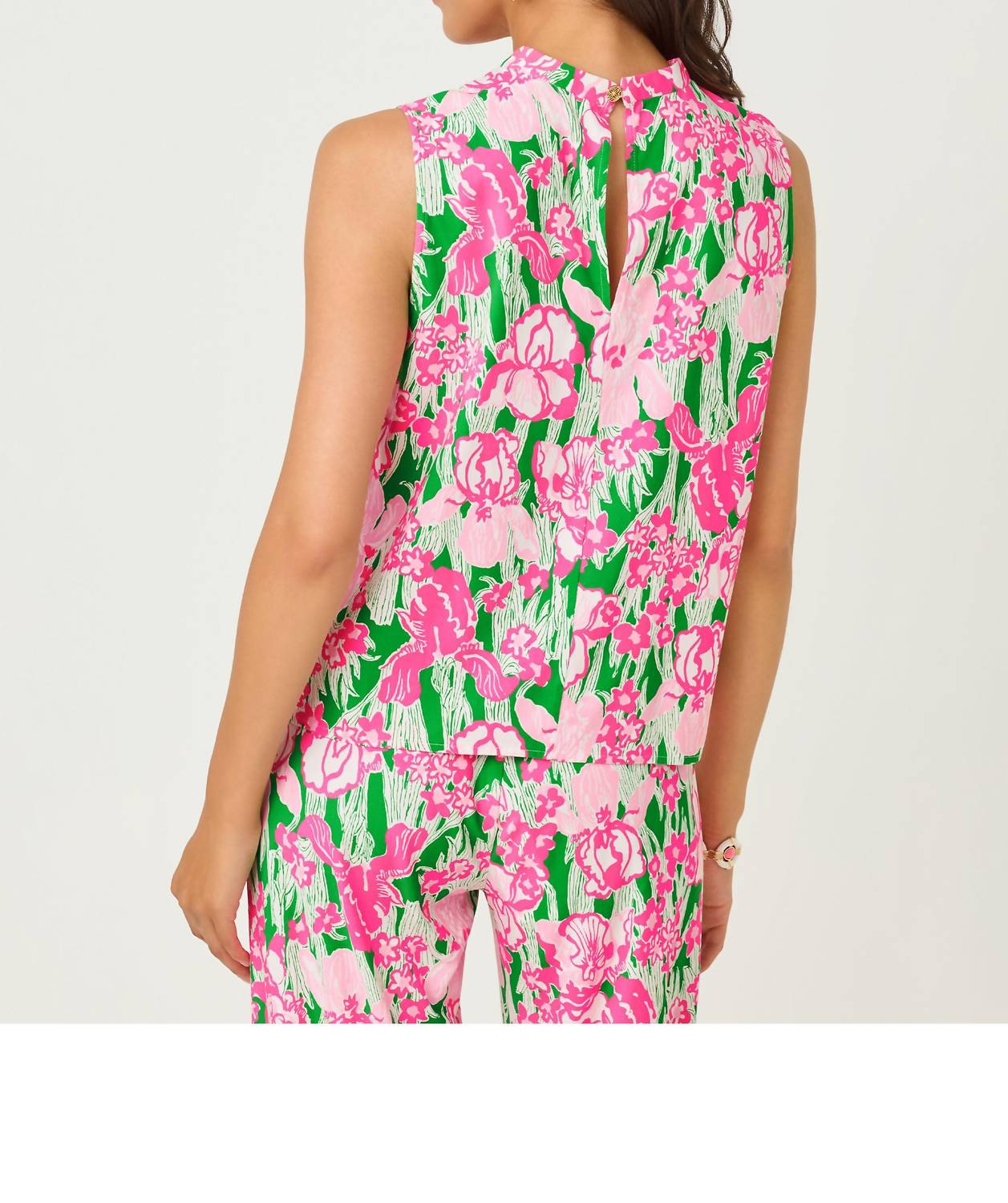 Lilly Pulitzer Anya Sleeveless Top in putting green hannah engineered - women's blouse - view 6