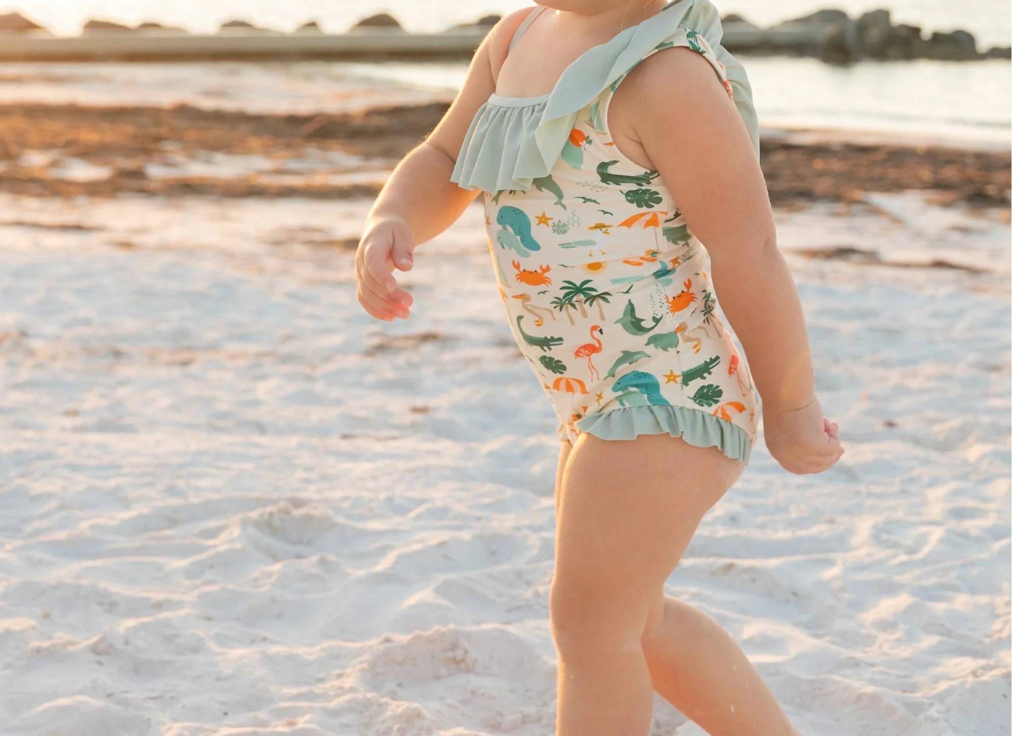 Emerson And Friends - Explore Florida Ruffle Leg One Piece Girls Swimsuit