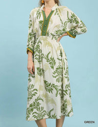 Umgee - Tropical Leaf Midi Dress