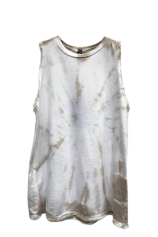 Venti6 - SPIRAL TIE DYE SLEEVELESS FRINGE EDGE TANK TOP