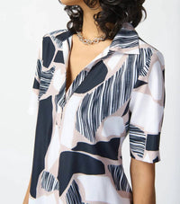 Joseph Ribkoff - Woven Abstract Print Trapeze Midi Dress