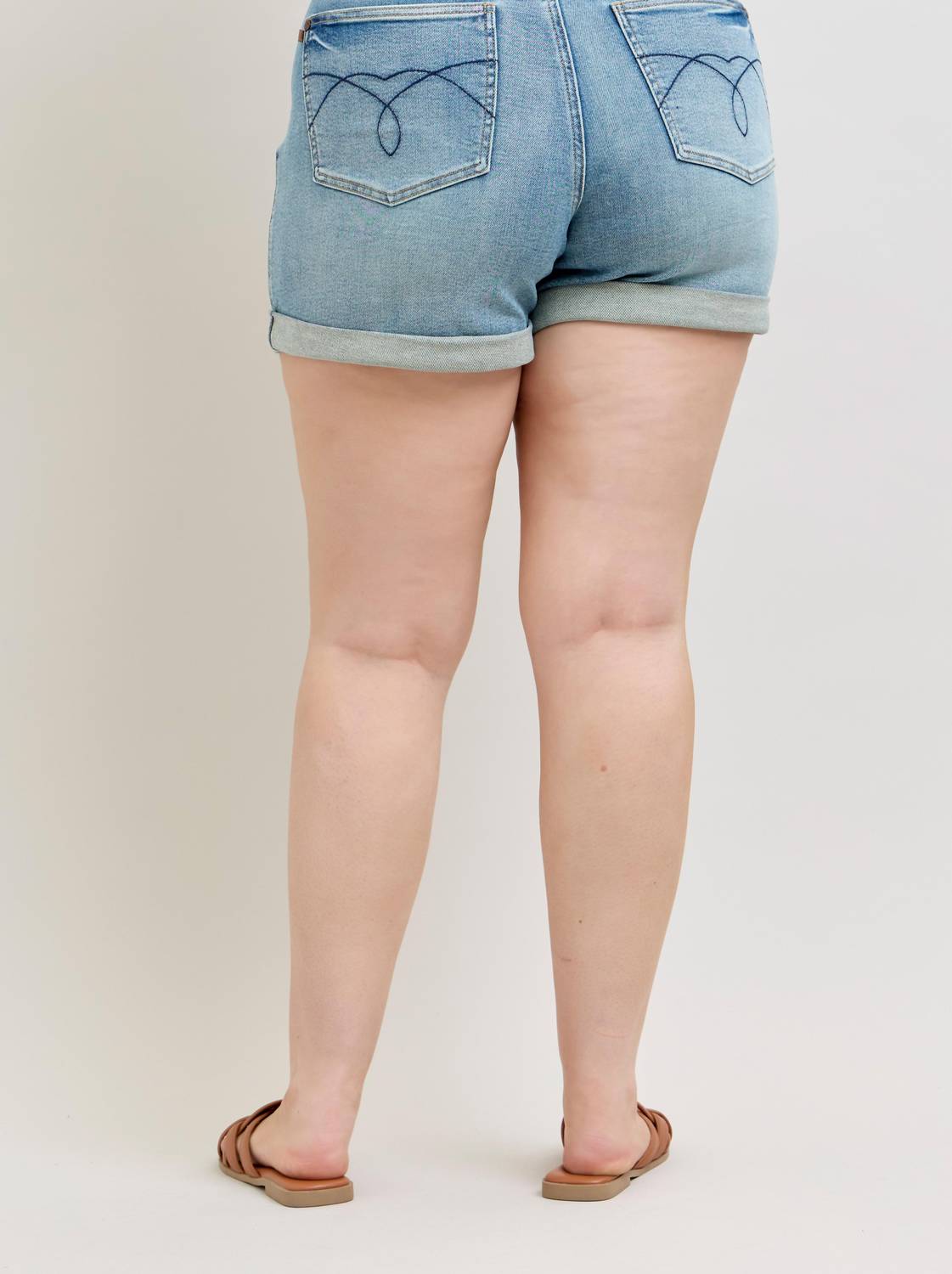 Judy Blue High Waist Tummy Control Slim Denim Short in blue - women's shorts - view 7