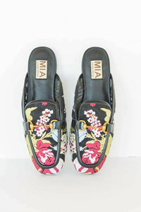 Mia Shoes Women's Bouquet Embroidered Slip On Mules in black - women's shoe - view 5