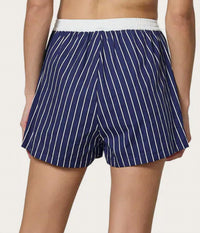 LUSANA Donovan Short in indigo stripe - women's shorts - detail view