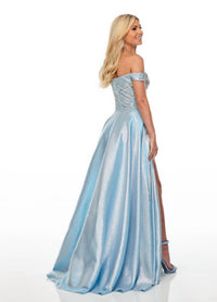 Rachel Allan - Off-the-shoulder A-line Prom Gown With Ab Crystals