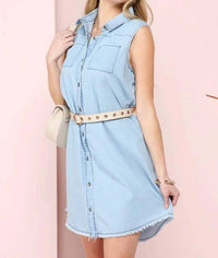 Ninexis - Sleeveless Button Down Shirt Dress
