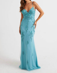 FAVIANA Sheath Satin Gown in light blue - women's dress