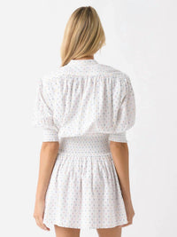 Never a Wallflower Smocked Waist Dress in primary swiss dot - women's dress - alternate view