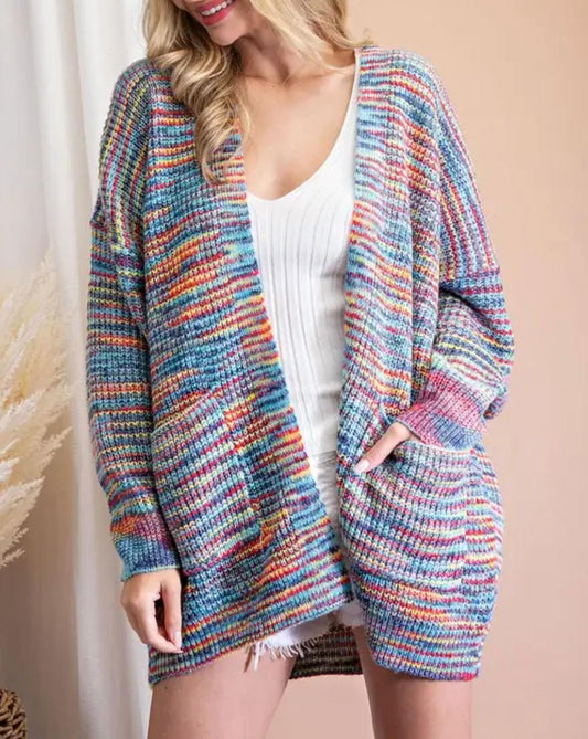 OPEN-FRONT KNIT CARDIGAN