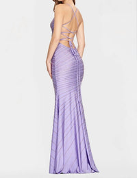 Faviana - Long Hotstone Lace-up Back Maxi Dress