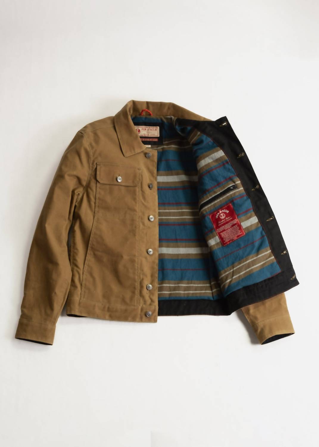Iron & Resin Men's Waxed Canvas Mechanic Jacket in brown - men's jacket - detail view