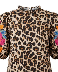 Beeson River Women's Floral Sleeves Blouse in leopard - women's blouse - alternate view