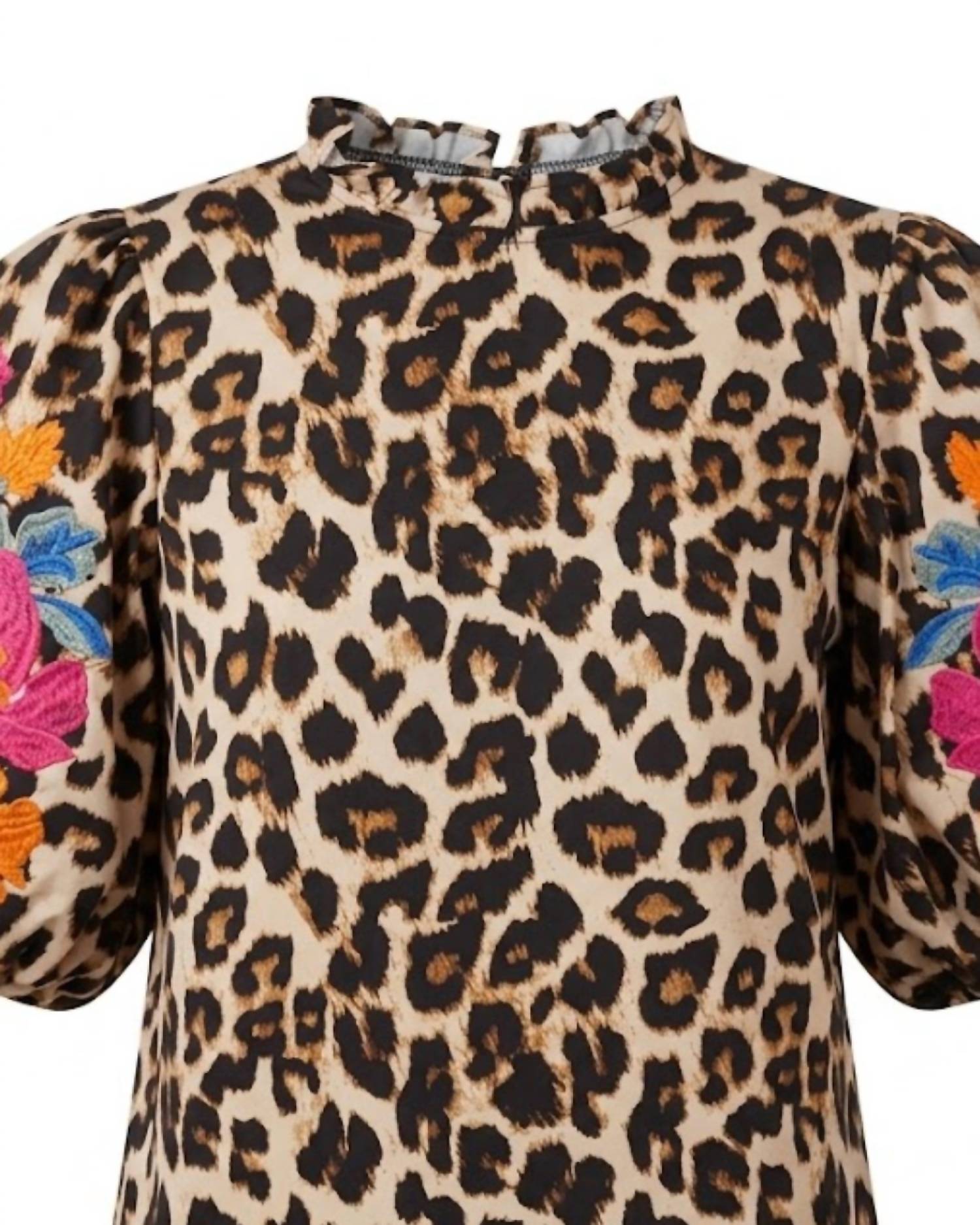 Beeson River Women's Floral Sleeves Blouse in leopard - women's blouse - alternate view
