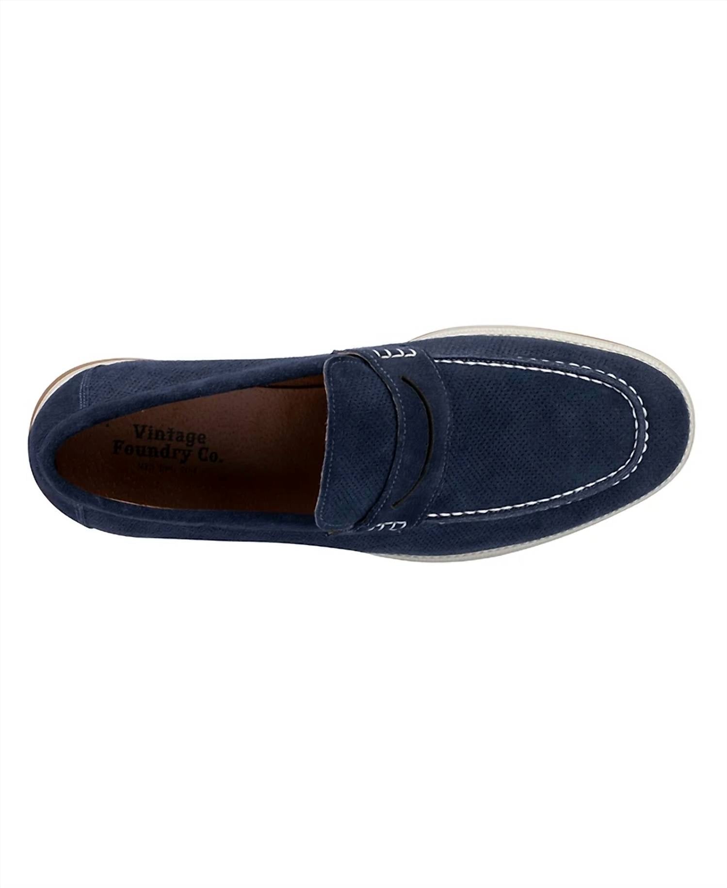 Vintage Foundry Co. Men's Menahan Penny Loafer in blue - men's loafer - alternate view
